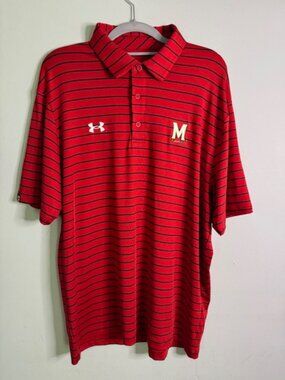 Under Armour Men's Heat Gear University of Maryland Logo Polo Shirt Size Large